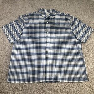 Free Assembly Button Down Shirt Cotton Mens 3XL Blue Plaid‎ Short Sleeve NWT